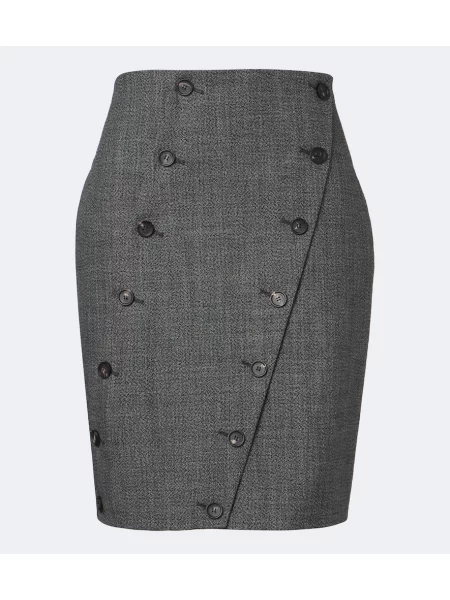 Fustă midi Ferragamo de lână gri