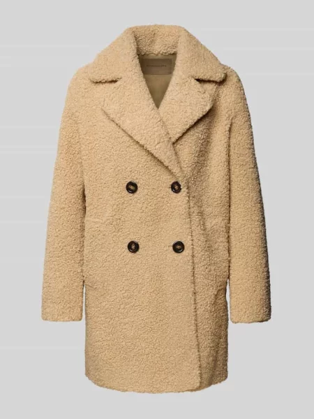Płaszcz z futerka z kołnierzem z połami model ‘Mukite’ Soyaconcept beżowy