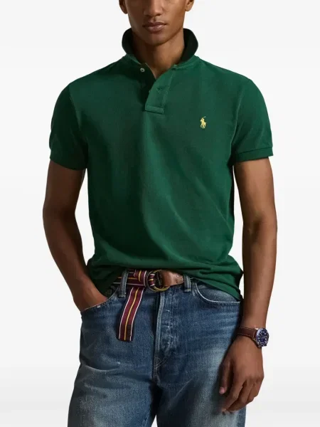 Kratak samt polo majica Polo Ralph Lauren s vezom crna