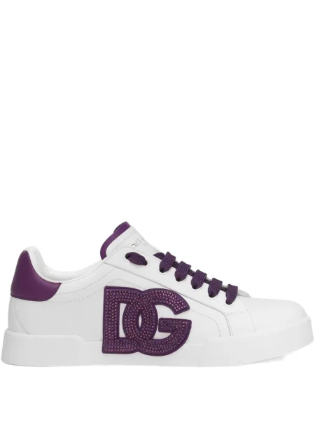 Sneakerși Dolce & Gabbana din piele de cristal alb