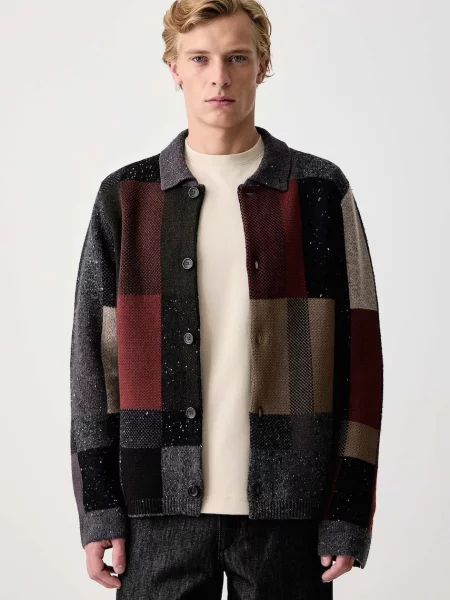 PS Paul Smith cardigan pentru bărbați cu lână gri