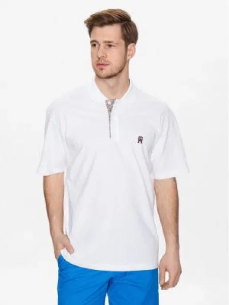 Tommy Hilfiger Tricou polo Monogram Placket Loose Fit alb