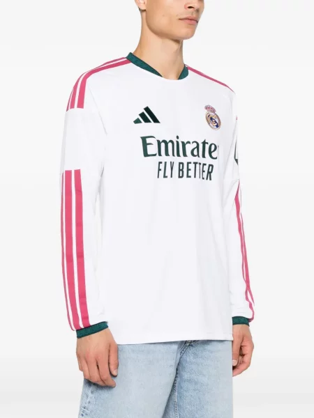 Lung geacă cămașă Adidas cu broderie alergare alb