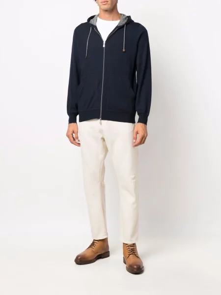 Πλεκτό hoodie Brunello Cucinelli μπλε