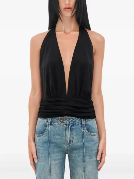 Top Ow Collection cu volane negru