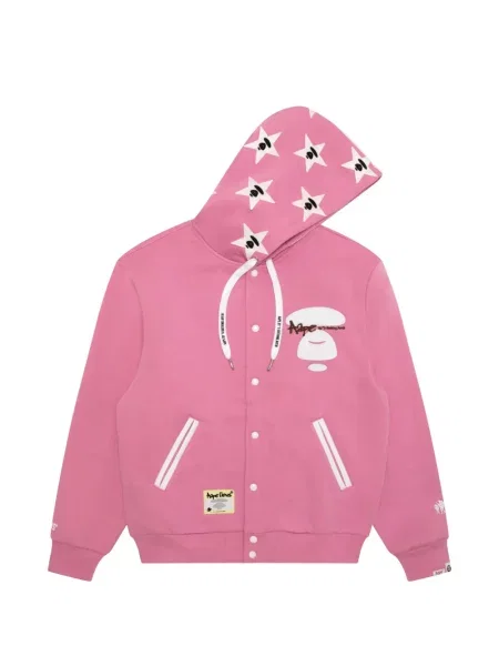 Hanorac cu glugă Aape By A Bathing Ape cu broderie roz