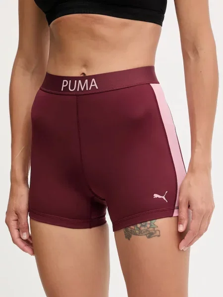 Къс панталон за трениране Puma с изчистен дизайн със стандартна талия бордо