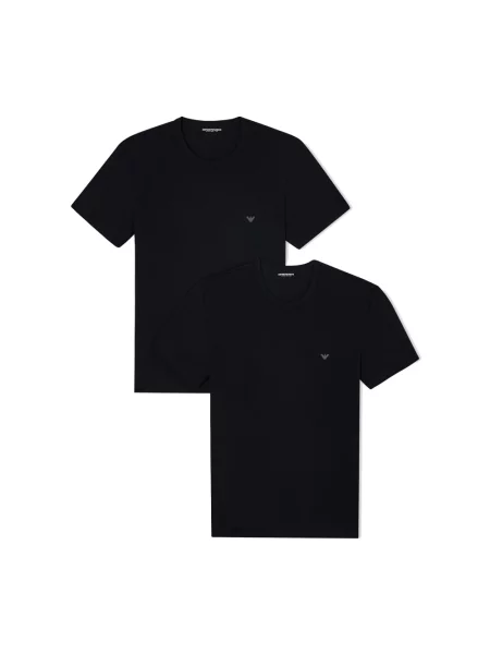 Emporio Armani Koszulki Mężczyzna Zestaw T-shirtów ze Streczowej Bawełny czarny