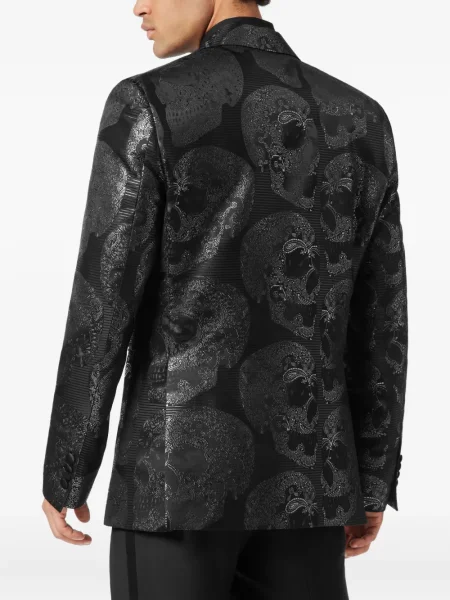 Sacou Philipp Plein din jacard negru