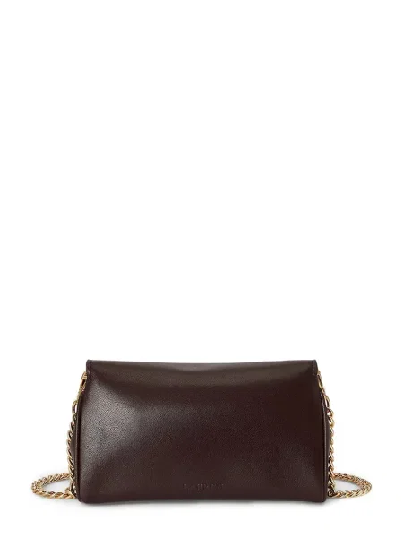 Lauren Ralph Lauren crossbody torbica usnjena rjava