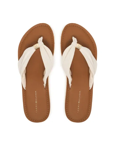 Žabky Tommy Hilfiger Th Ltr Footbed Summer Sandal Écru béžová