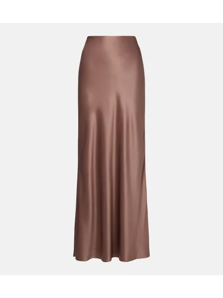 Fusta maxi The Sei din satin maro
