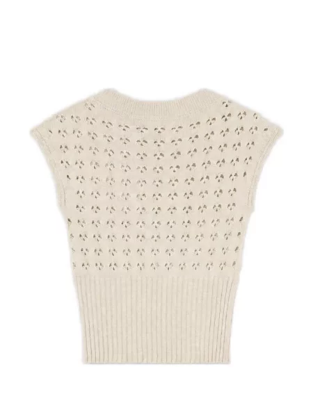 Top Retori tricotate ajurat galben