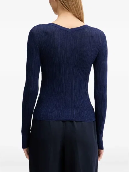 Lung cardigan Sisley tricotate albastru