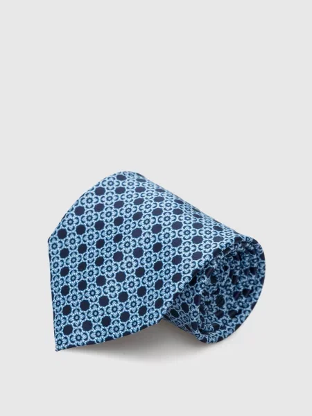 Шовкова краватка в візерунок Stefano Ricci блакитна
