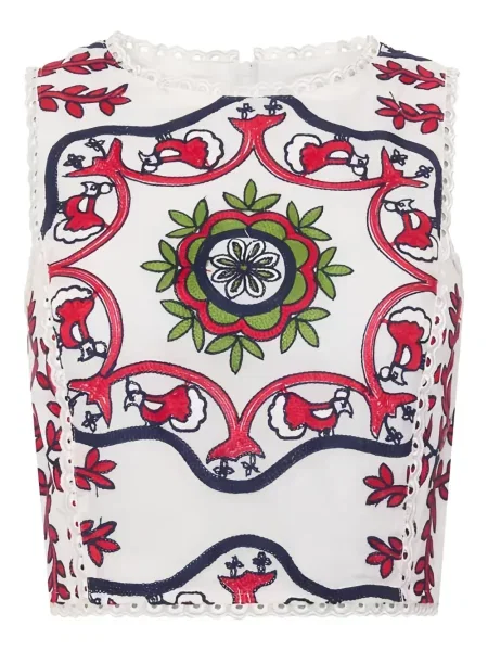 Haftowany top Pearl & Caviar koronkowy biały