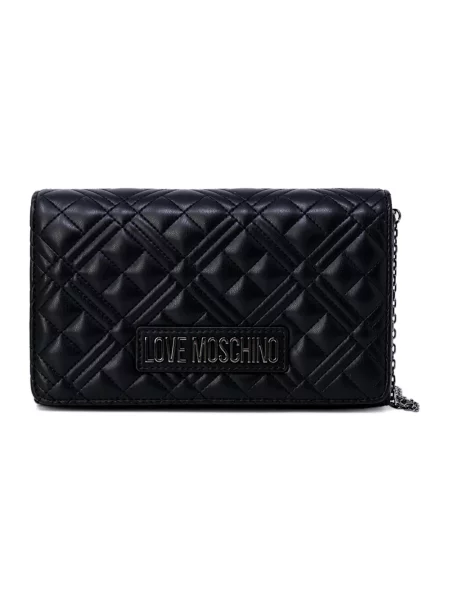 Pikowana torebka Love Moschino koronkowa czarna