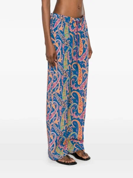 Pantaloni palazzo Etro cu imagine cu model paisley albastru