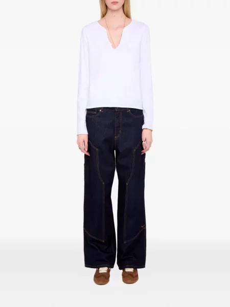 Tricou Zadig&voltaire cu guler henley alb