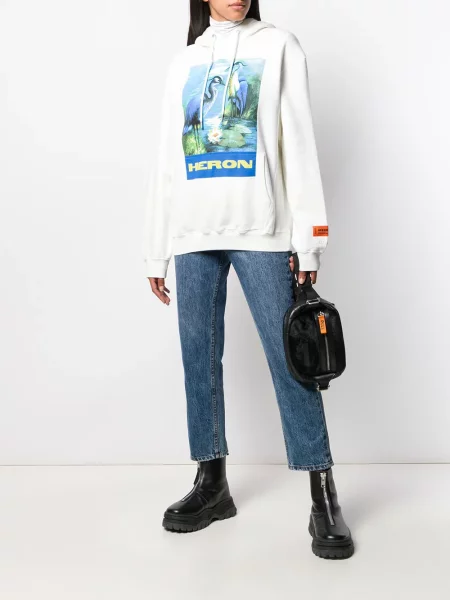 Hanorac cu glugă Heron Preston cu imagine alb