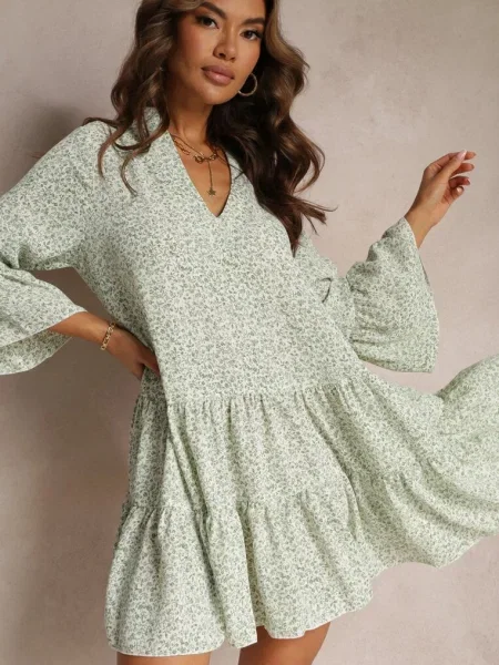 Rochie Cloș Mini cu Volane Durila verde