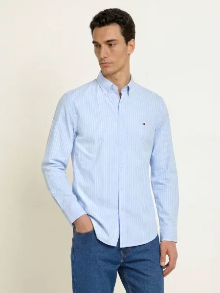 TOMMY HILFIGER Košile Flex světlemodrá bílá
