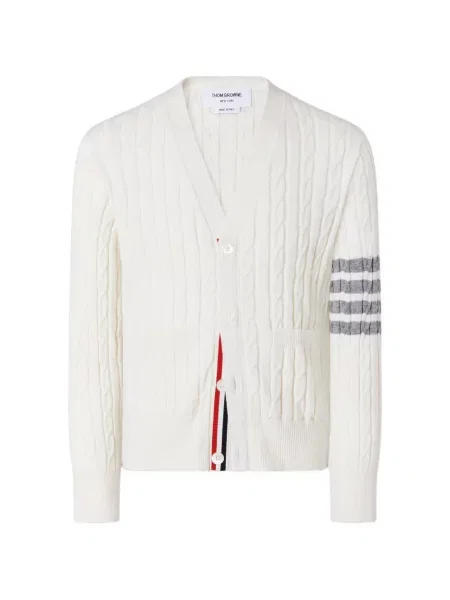 Cardigan Thom Browne din cașmir alb