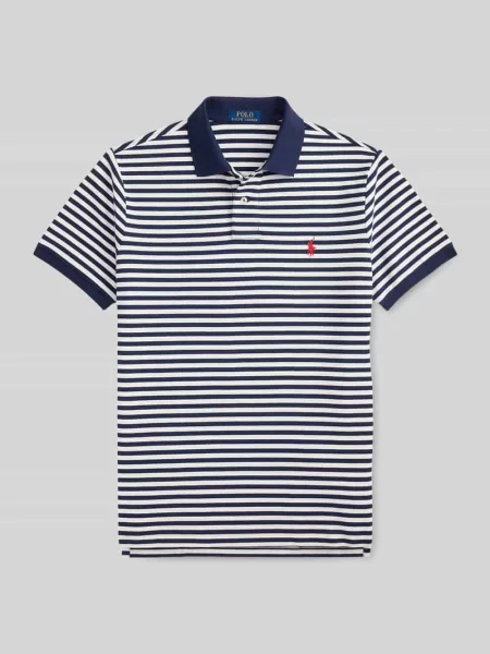 Koszulka polo o kroju slim fit z czystej bawełny Polo Ralph Lauren granatowa