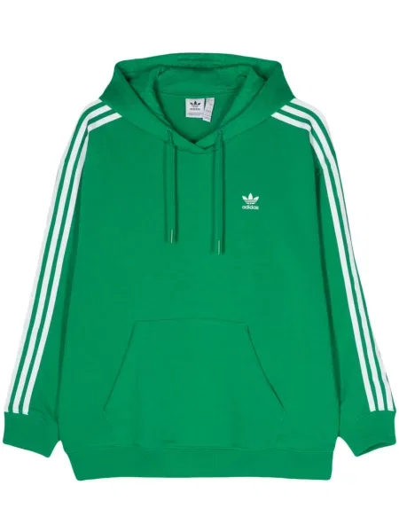 Велурен суичър с качулка Adidas бродиран зелено