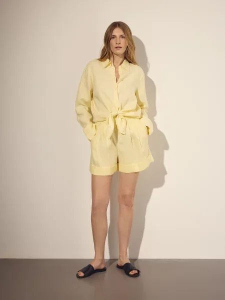 Reserved Лляні шорти світло-жовтий жовті