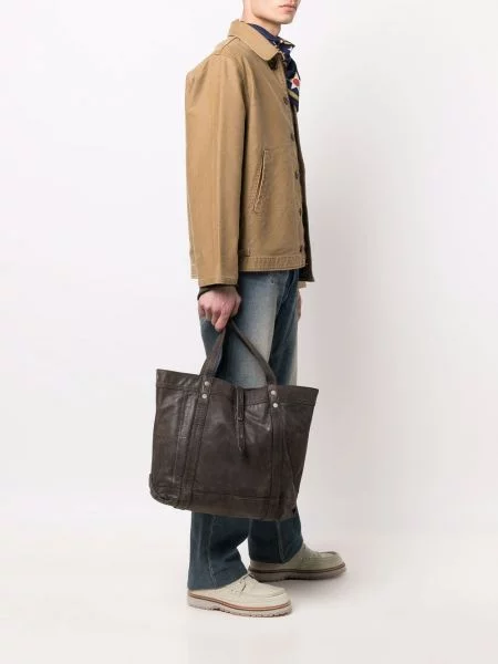 Iš natūralios odos rankinė Ralph Lauren Rrl ruda
