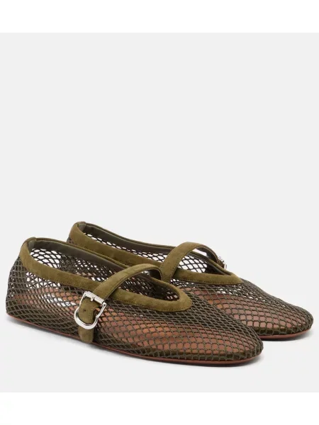 Pantofi cu toc Alaïa din piele de căprioară de plasă verde