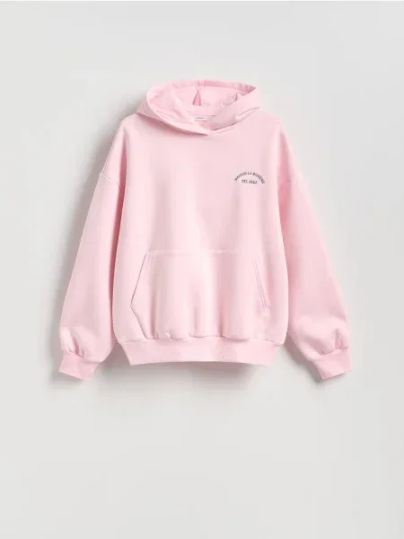 Reserved Oversize mikina s kapucňou pastelová ružová