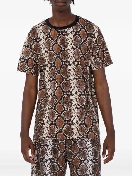 Tricou Moschino cu imagine cu model piele de șarpe maro