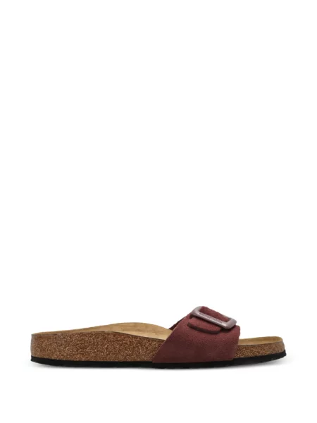 Sandale Birkenstock din piele de căprioară roșu
