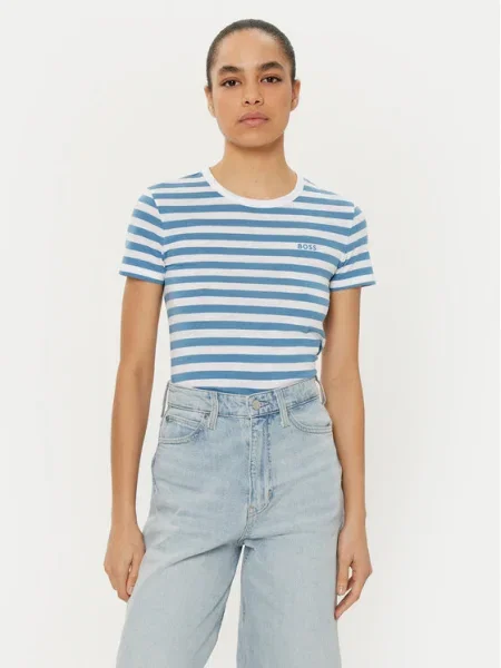 BOSS Tricou C_Esla_Striped albastru