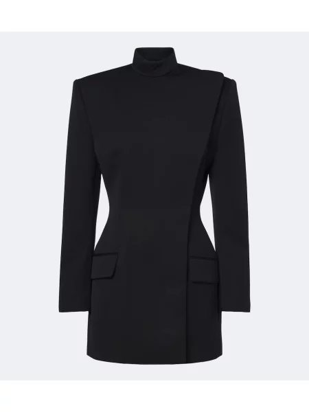 Вълнена рокля Mugler черно