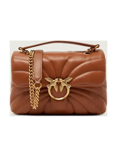 Pinko De piele geantă pe umăr LOVE PUFF CLASSIC CL maro