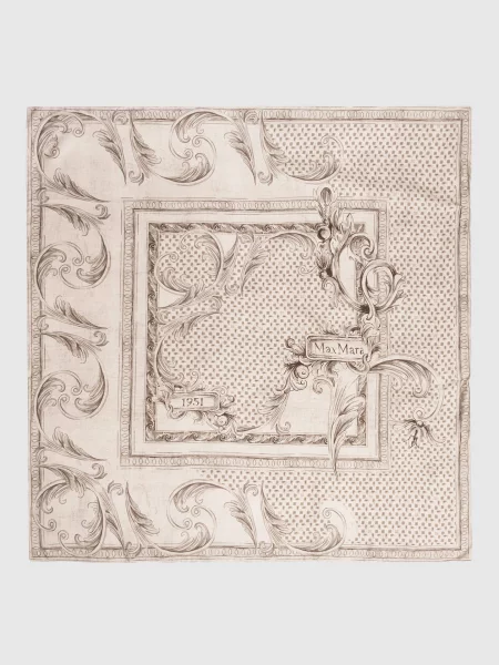 Хустка CARRE із шовку в брендовий принт Max Mara бежева