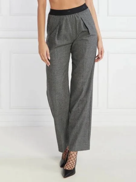 Pinko Pantaloni cu adaos de lână gri