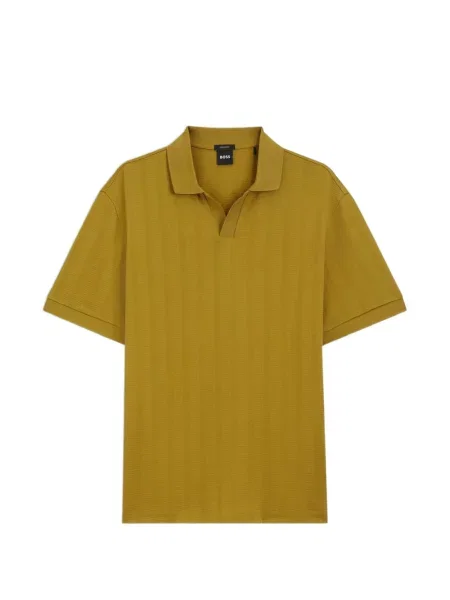Gulerat tricou polo Boss din jacard galben
