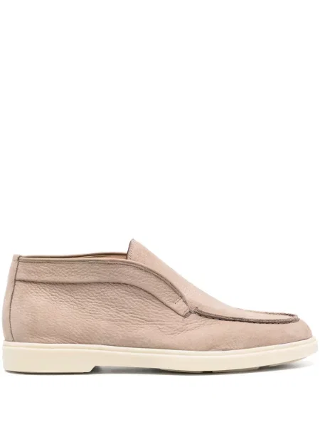 Pantofi loafer Santoni din piele de căprioară maro