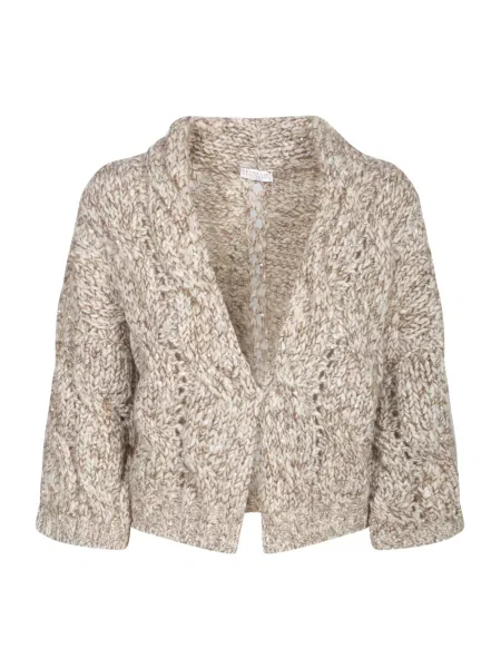 Kardigan Brunello Cucinelli wełniany brązowy