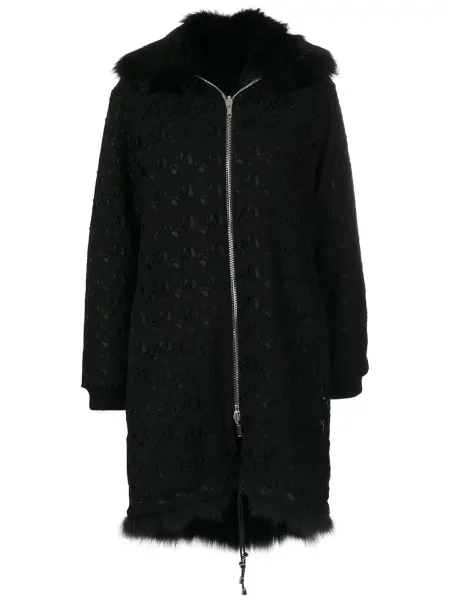 Gulerat palton de blană Giambattista Valli cu blană negru