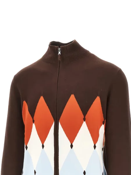 Pulover Ballantyne din cașmir cu model argyle maro