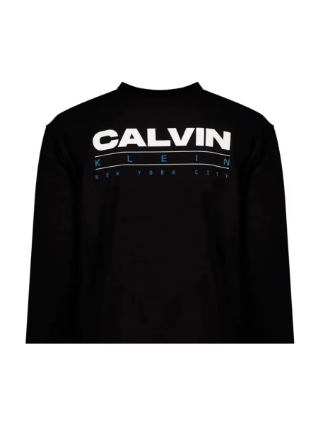 Pulover Calvin Klein Jeans din material terry negru