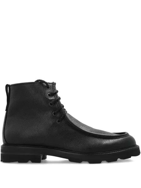 Botine Brioni cu șireturi din piele biker negru