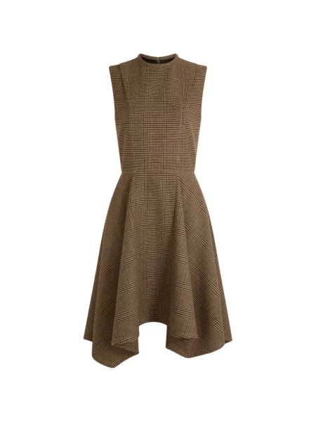 Rochie midi Patou în carouri maro