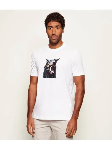 BOSS Tricou Dobermann alb