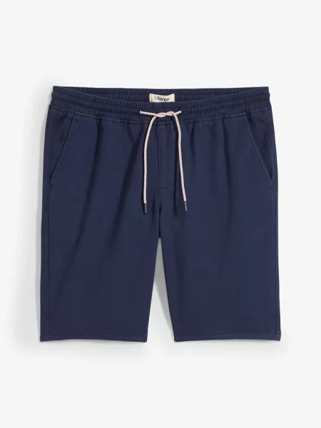 Bermudy z gumką w talii z czystej bawełny regular fit niebieskie